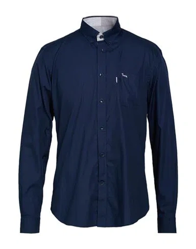 Harmont & Blaine Man Shirt Navy Size M Cotton In Blue