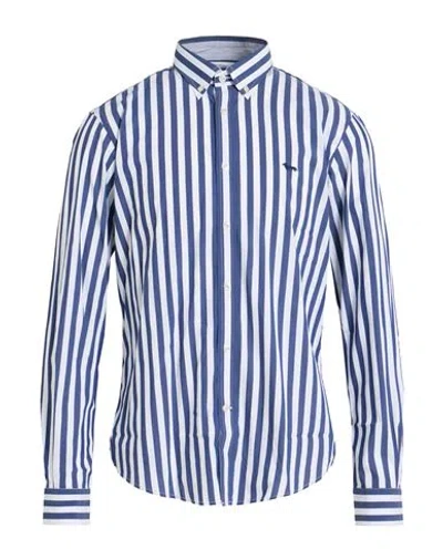 Harmont & Blaine Man Shirt Navy Size Xl Cotton, Polyamide, Elastane In Blue