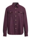 Harmont & Blaine Man Shirt Plum Size L Polyester, Viscose, Elastane In Purple