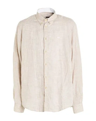 Harmont & Blaine Man Shirt Sand Size Xxl Linen In Neutral