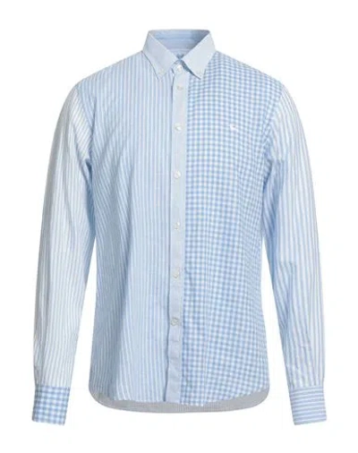 Harmont & Blaine Man Shirt Sky Blue Size Xl Linen, Cotton