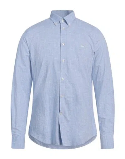Harmont & Blaine Man Shirt Sky Blue Size Xxl Cotton, Linen