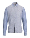Harmont & Blaine Man Shirt Slate Blue Size 3xl Linen In Blue