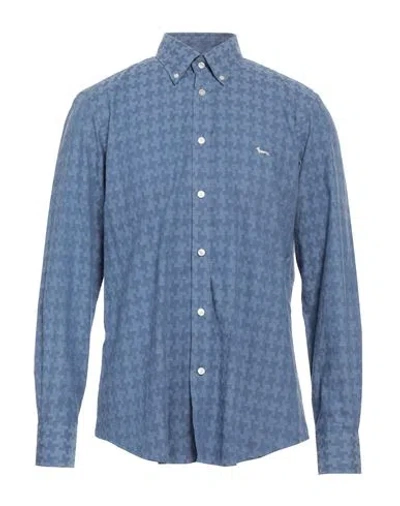 Harmont & Blaine Man Shirt Slate Blue Size S Cotton