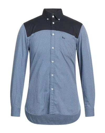 Harmont & Blaine Man Shirt Slate Blue Size Xl Cotton