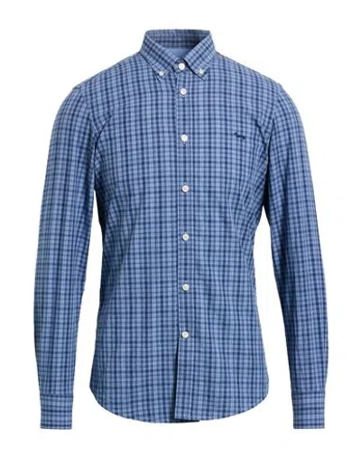 Harmont & Blaine Man Shirt Slate Blue Size Xxl Cotton