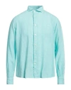 Harmont & Blaine Man Shirt Turquoise Size Xxl Linen In Blue