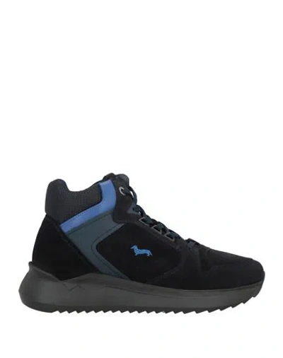 Harmont & Blaine Man Sneakers Midnight Blue Size 10 Leather, Textile Fibers