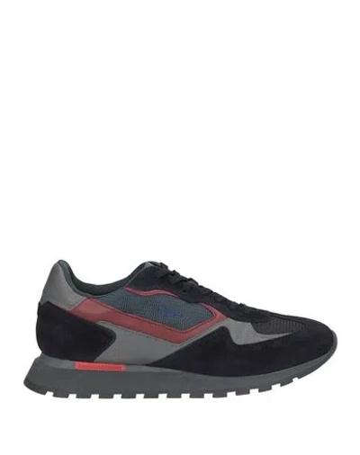 Harmont & Blaine Man Sneakers Midnight Blue Size 12 Leather, Textile Fibers In Multi