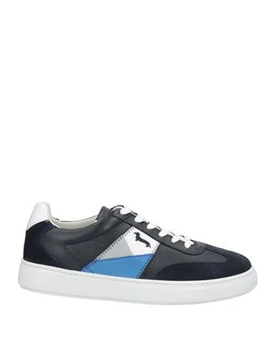 Harmont & Blaine Man Sneakers Midnight Blue Size 9 Leather In Multi