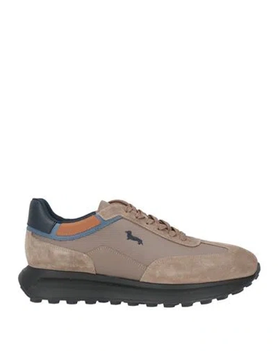 Harmont & Blaine Man Sneakers Taupe Size 9 Leather, Textile Fibers In Multi