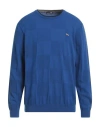 Harmont & Blaine Crew Neck Embroidered Blue Sweater In Blue