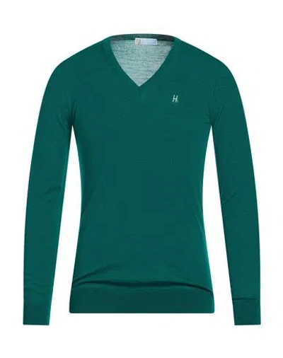 Harmont & Blaine Man Sweater Emerald Green Size M Wool In Multi