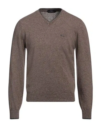 Harmont & Blaine Man Sweater Khaki Size L Merino Wool, Viscose, Polyamide, Cashmere In Brown