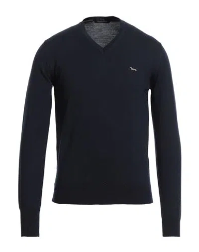 Harmont & Blaine Man Sweater Navy Size S Virgin Wool, Cashmere In Navy Blue