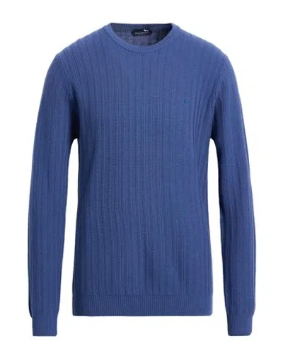 Harmont & Blaine Man Sweater Navy Size L Cotton, Nylon, Alpaca Wool In Blue