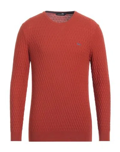 Harmont & Blaine Man Sweater Rust Size L Cotton In Red