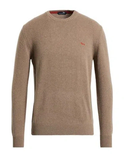 Harmont & Blaine Man Sweater Taupe Size L Wool, Cashmere In Grey