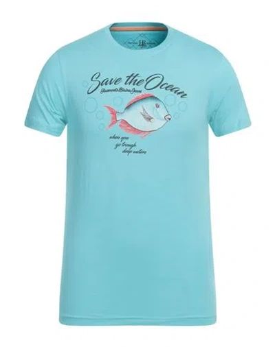 Harmont & Blaine Man T-shirt Azure Size Xxl Cotton In Blue