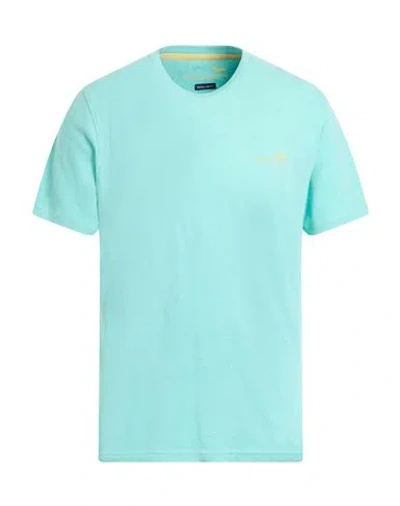 Harmont & Blaine Man T-shirt Turquoise Size Xxl Linen, Cotton In Blue