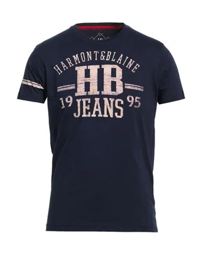 Harmont & Blaine Man T-shirt Midnight Blue Size 3xl Cotton