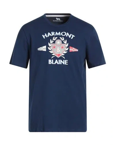 Harmont & Blaine Man T-shirt Midnight Blue Size Xxl Cotton