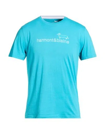Harmont & Blaine Man T-shirt Turquoise Size Xxl Cotton In Blue
