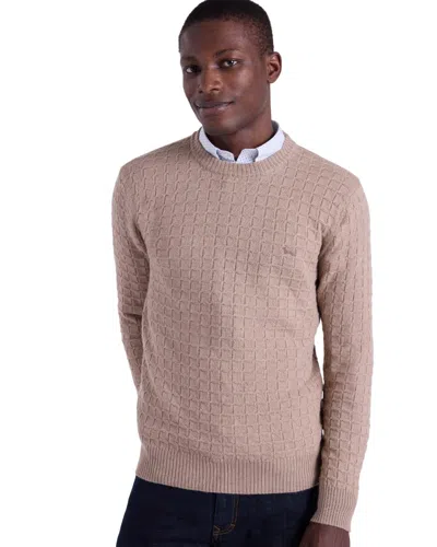 Harmont & Blaine Men's Regular Fit Sweater With 3d Check And Embroidered Detail In Brown