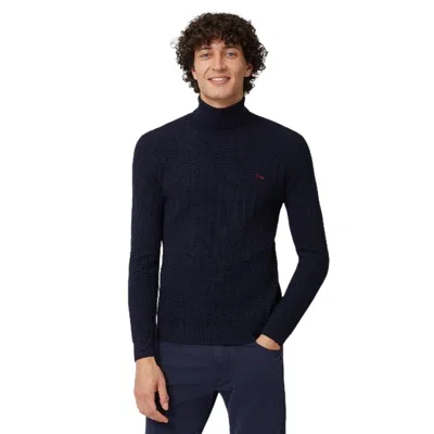 Harmont & Blaine Men's Turtleneck Pullover With 3d Effect Workmanship In Blue