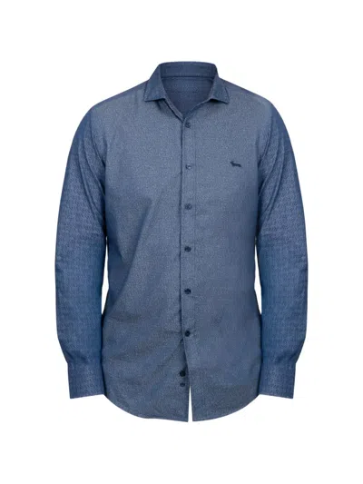 Harmont & Blaine Micro-patterned Logo-embroidered Shirt In White