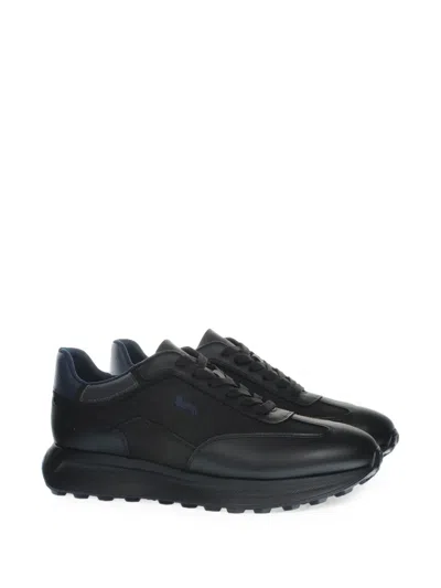 Harmont & Blaine Panelled Leather-trim Sneakers In Black