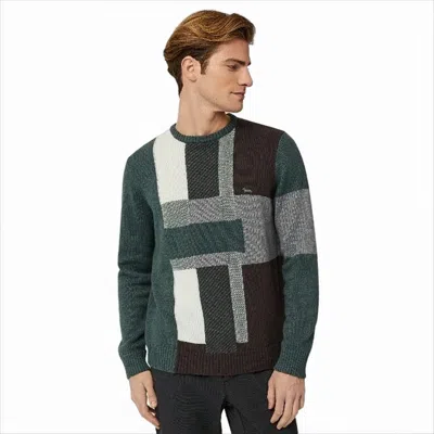 Harmont & Blaine Patchwork Pullover With Textured Design In Green