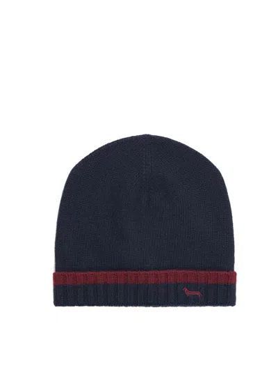 Harmont & Blaine Rib Hat In Blue/bordeau