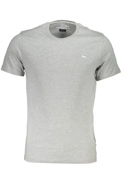 Harmont & Blaine Sleek Round Neck Embroidered Tee In Grey