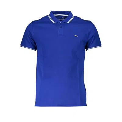 Harmont & Blaine Sleek Short Sleeved Contrast Polo In Blue