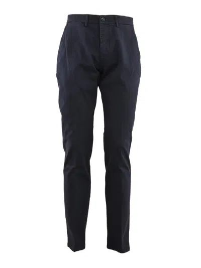 Harmont & Blaine Slim-fit Chino Trousers With Signature Blaine Embroidery In Blue