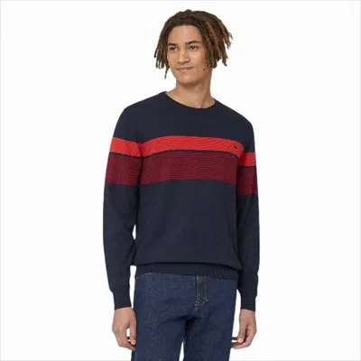 Harmont & Blaine Textured 3d Design Pullover With Bold Horizontal Stripes In Blue