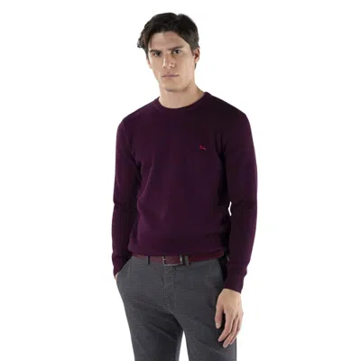 Harmont & Blaine Textured Knit Sweater With Iconic Dachshund Embroidery In Purple