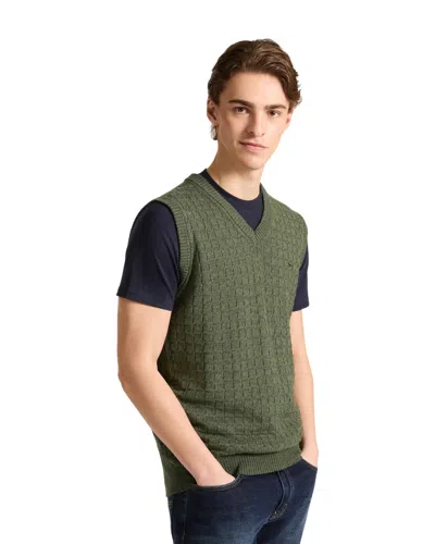 Harmont & Blaine Textured Men's Vest With Ribbed Accents In Green