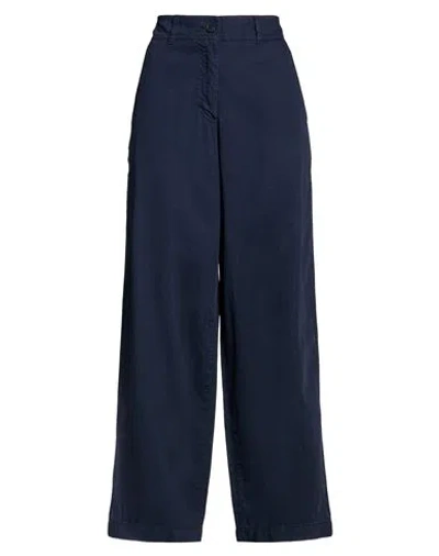 Harmont & Blaine Woman Pants Navy Size 12 Cotton, Linen, Elastane In Blue