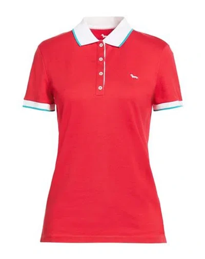 Harmont & Blaine Woman Polo Shirt Red Size Xl Cotton, Elastane