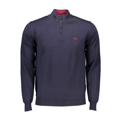 Harmont & Blaine Chic Half-zip Blue Sweater With Embroidery Detail