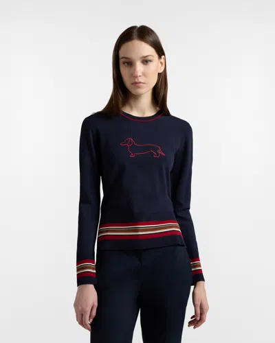 Harmontblaine Crewneck Mesh With Maxi Skirt Woman Blue Navy In Other