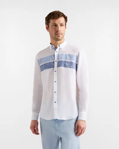 Harmontblaine Linen Shirt With Contrasting Bands Man White In Other