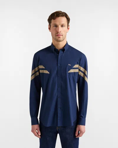 Harmontblaine Shirt With Dark Blue Men Contrasting Bands In Other
