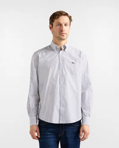 Harmontblaine Striped Shirt And Micro Fantasy Man Blue Navy In Other