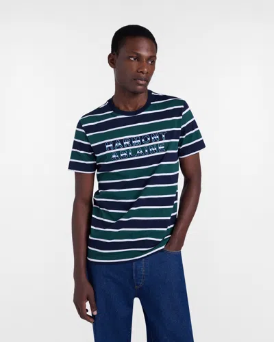 Harmontblaine T-shirt With Stripes And Embroidery Logo Man Blue Navy In Other
