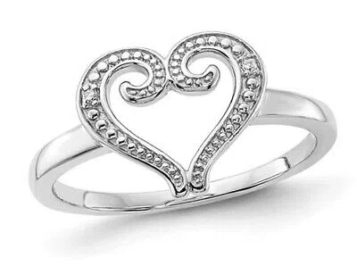 Pre-owned Harmony 10k White Gold Heart Promise Ring