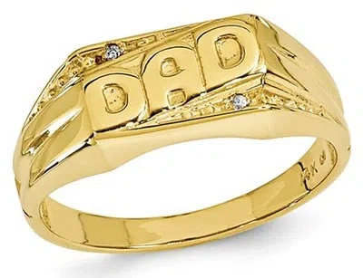 Pre-owned Harmony 10k Yellow Gold Polished Mens Dad Ring With Etched Edges