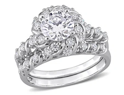Pre-owned Harmony 1.90 Carat (ctw) Moissanite Engagement Wedding Ring Set Sterling Silver In Other-color